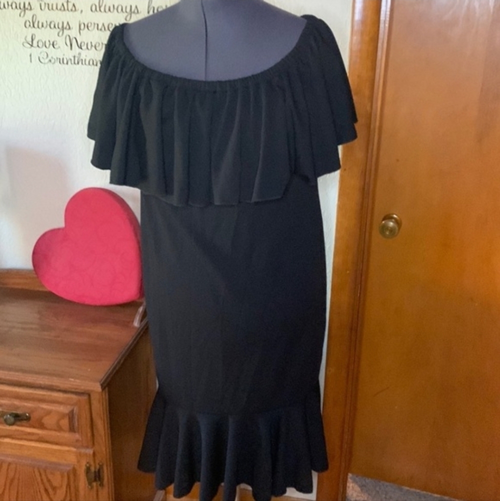LULAROE | Stretchy Black Cici Dress Mermaid Feminine Cruise Vacation Beachy | XL - Picture 8 of 8